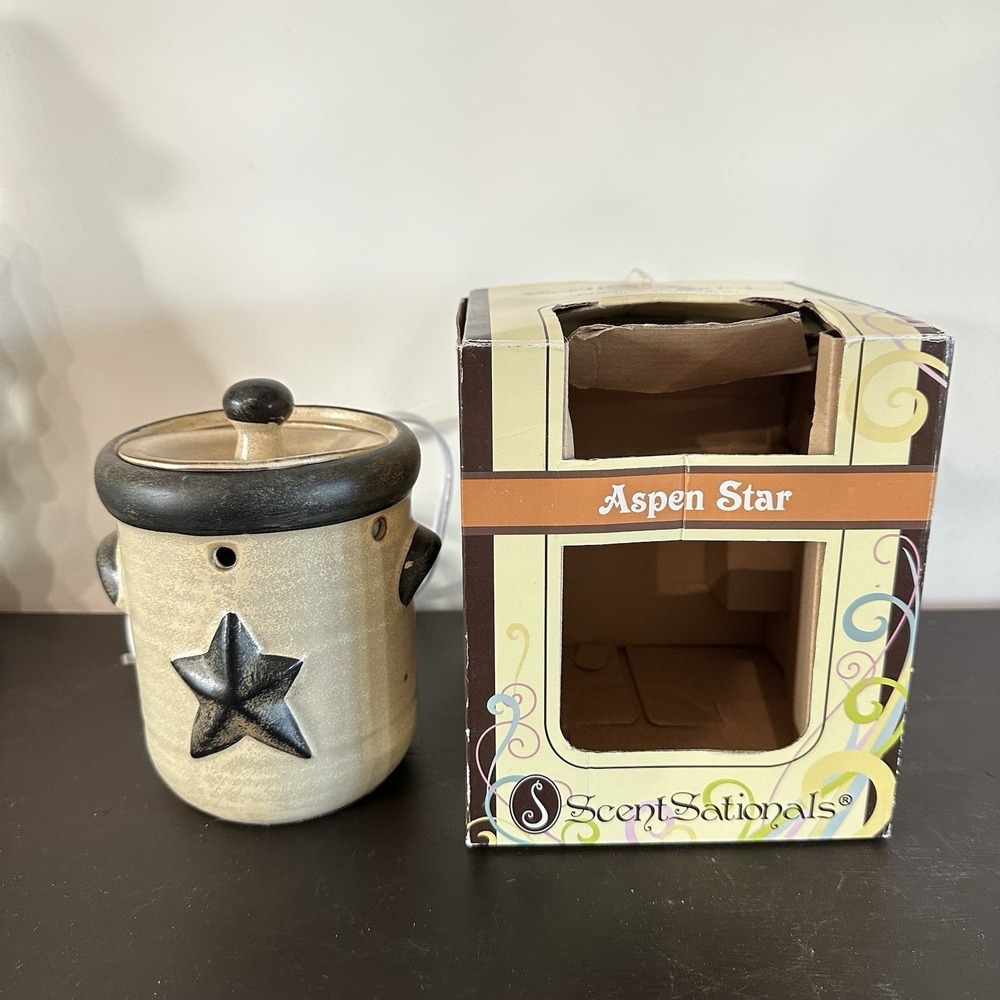 New Scentsationals Rustic Aspen Star Wax Warmer Glows Patriotic Needs Bulb 6"